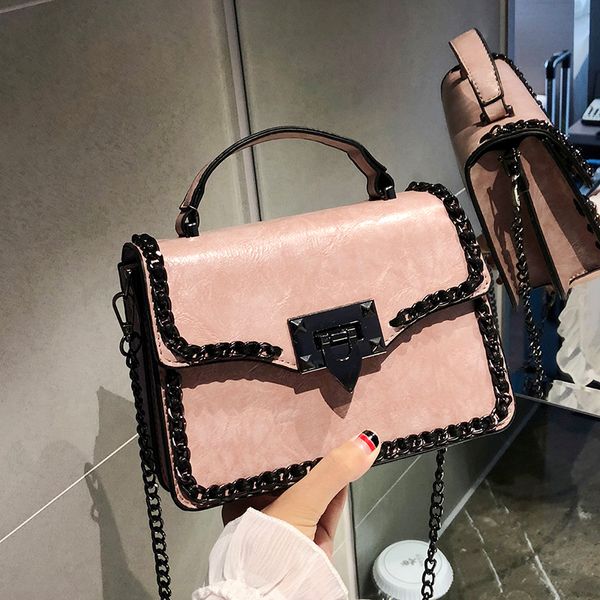 retro fashion female square bag 2019 new women's designer handbag quality pu leather women bag chain tote shoulder messenger
